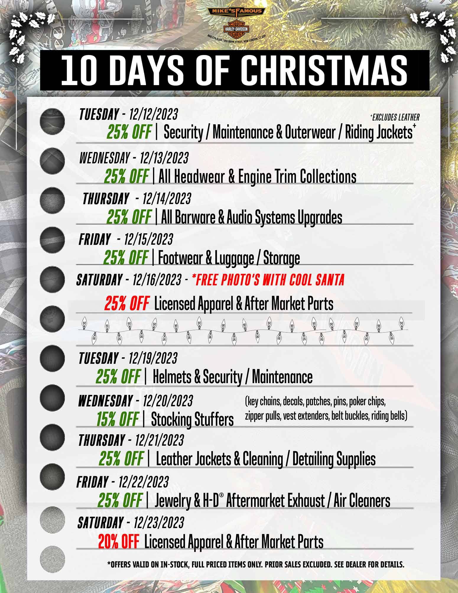 10 Days of Christmas at Mike's Famous Harley-Davidson
